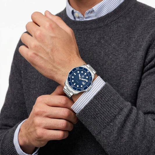 Beverly Hills Polo Club 42mm Blue Dial Silver-Tone Date Men's Watch BP3878X.390