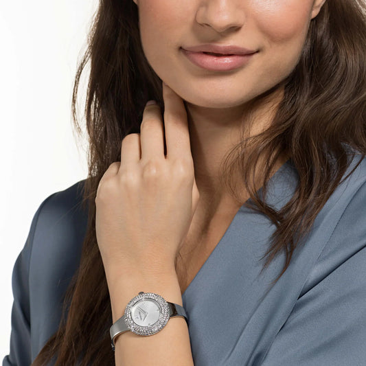 Swarovski 34mm Silver Dial Silver-Tone Pavé Women's Watch 5483853