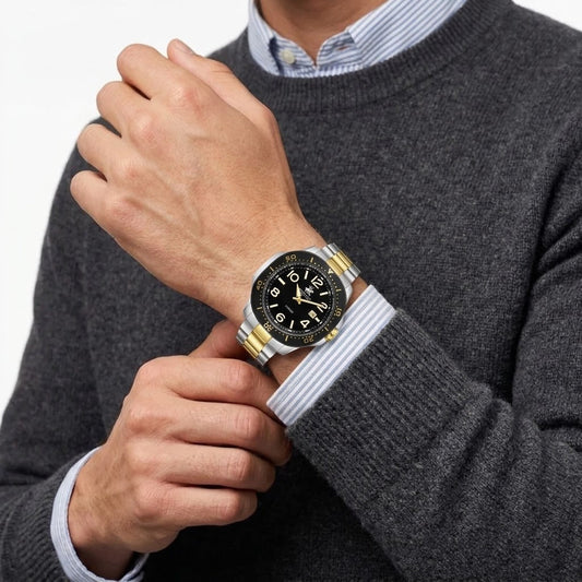 Beverly Hills Polo Club 42mm Black Dial Two-Tone Date Men's Watch BP3884X.350