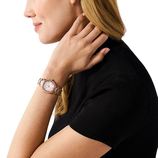 Michael Kors Mini Sage 31mm Pink Mother-of-Pearl Dial Rose Gold-Tone Pavé Women's Watch MK4823