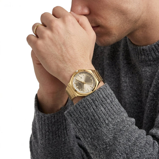 Lee Cooper Oswin 42mm Beige Dial Gold-Tone Date Men's Watch LC08271.160