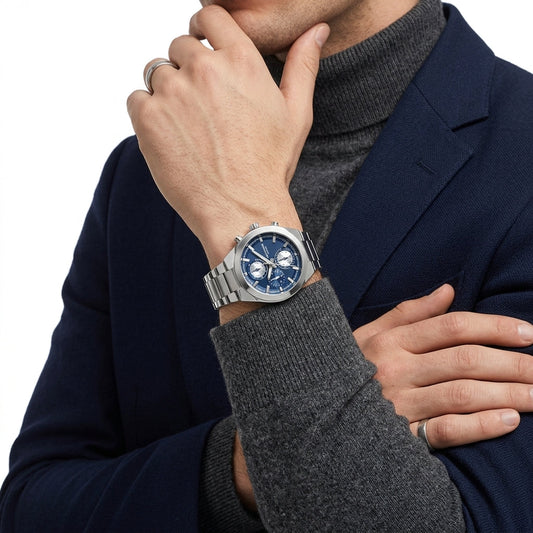 Lee Cooper Rodrigue 41mm Blue Dial Silver-Tone Multifunction Men's Watch LC08294.390