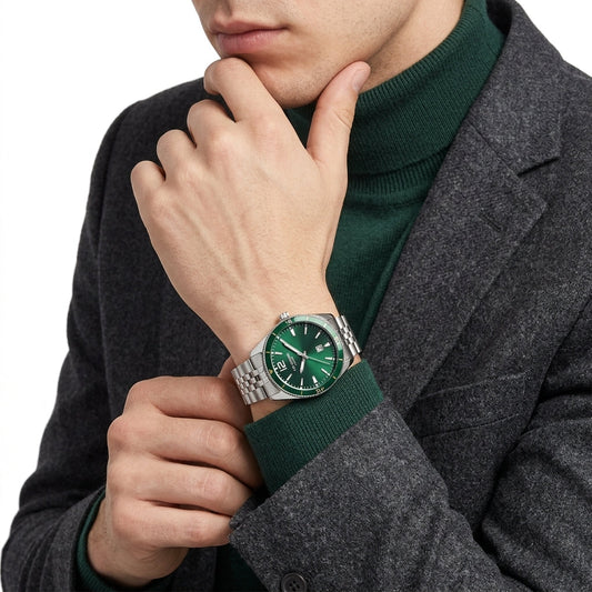 Lee Cooper Oswin 42mm Green Dial Silver-Tone Date Men's Watch LC08281.370