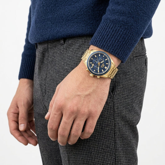 Slazenger 42mm Blue Dial Gold-Tone Chronograph Men's Watch SL.09.2600.2.190