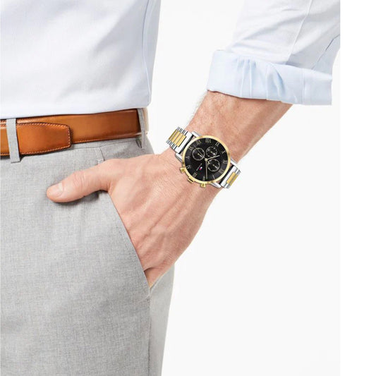 Tommy Hilfiger 44mm Black Dial Two-Tone Chronograph Men's Watch 1791539
