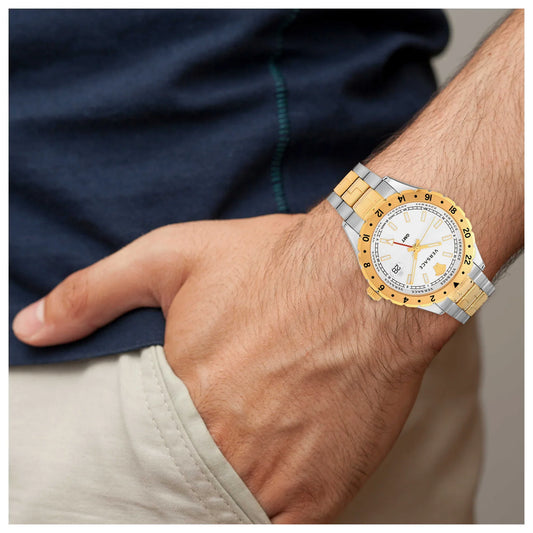 Versace Hellenyium 42mm White Dial Two-Tone GMT Men's Watch V11030015