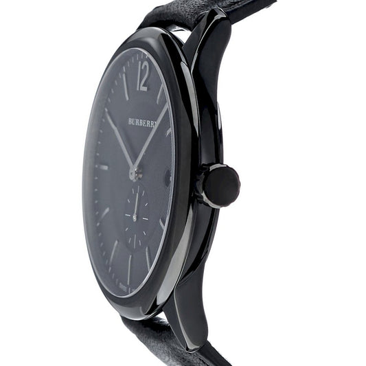 Burberry BU10003 watch side profile showing case thickness and leather strap