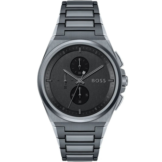 Hugo Boss Steer men's chronograph watch gray dial analog quartz