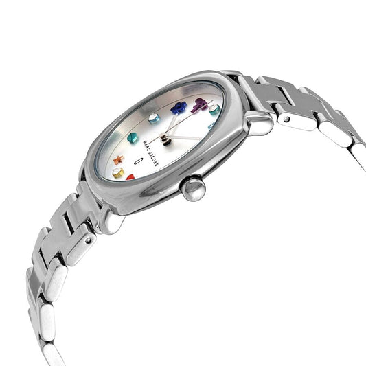 Marc Jacobs MJ3548 womens watch angled view showing stainless steel bracelet