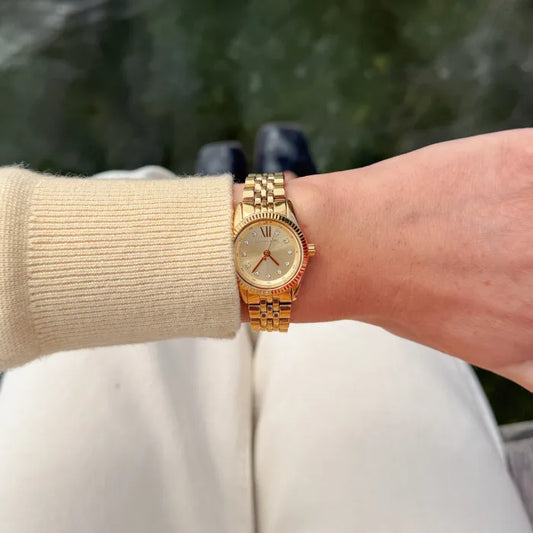 Michael Kors Petite Lexington 26mm Gold Dial Gold-Tone Pavé Women's Watch MK4741
