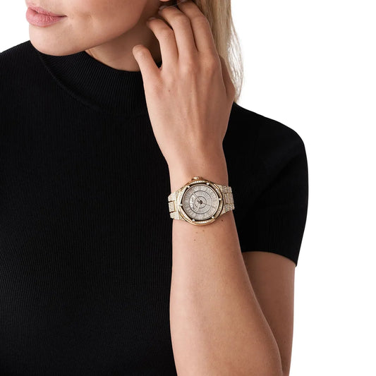 Michael Kors Oversized Lennox 41mm Gold-Tone Pavé Unisex Watch MK6991