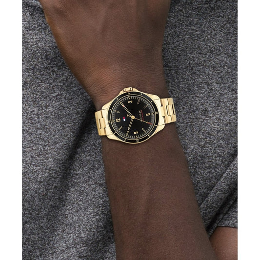 Tommy Hilfiger Maverick 42mm Black Dial Gold-Tone Men's Watch 1791903