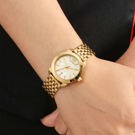 Tory Burch Whitney 28mm Ivory Dial Gold-Tone Women's Watch TBW8000