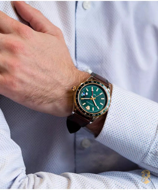 Versace Hellenyium 42mm Green Dial Brown Leather Men's Watch V11090017