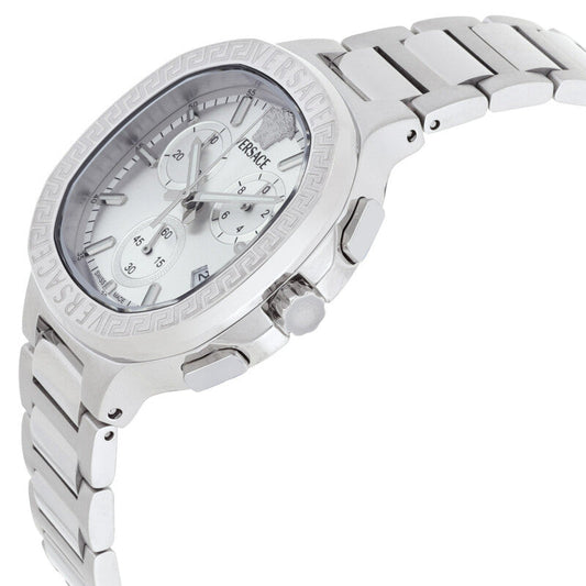 Versace V-Chrono 40mm Silver Dial Silver-Tone Chronograph Unisex Watch VEVCA0424