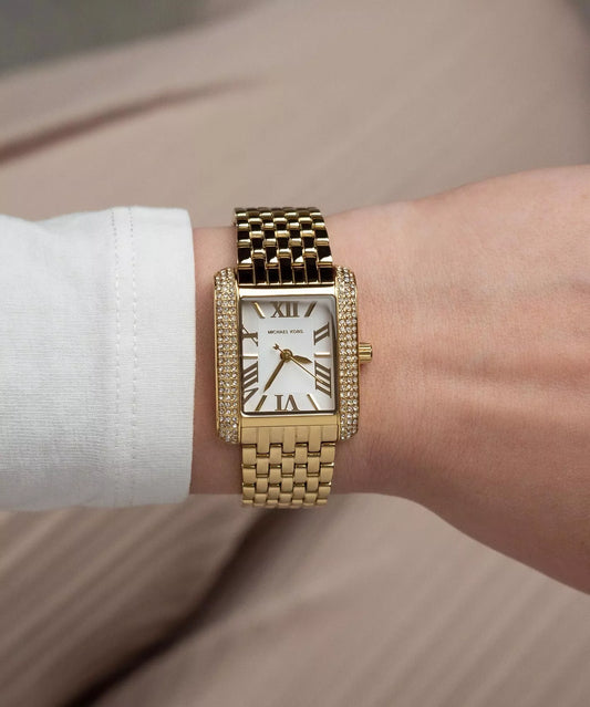 Michael Kors Emery 27mm White Dial Gold-Tone Crystal Women's Watch MK4826