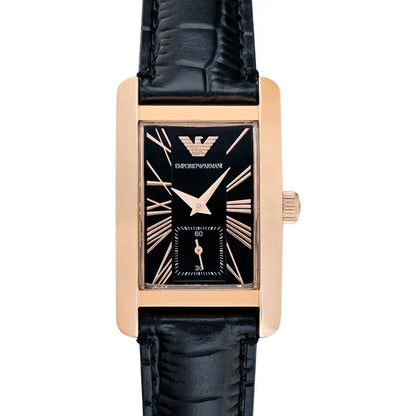 Emporio Armani Classic 25mm Black Dial Black Leather Women's Watch AR0169