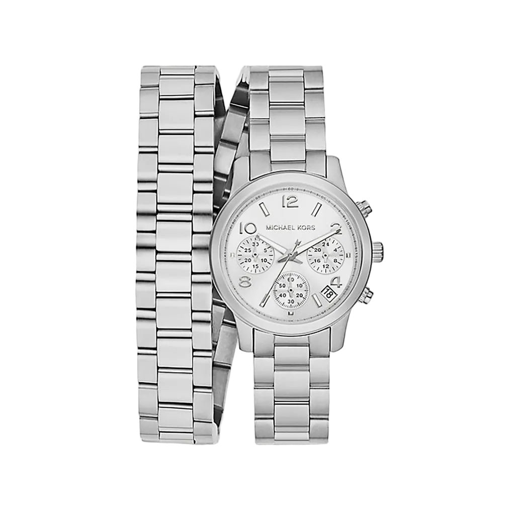 Michael Kors Runway Chronograph Silver Wrap Women's Watch - MK7454 Hoofdafbeelding