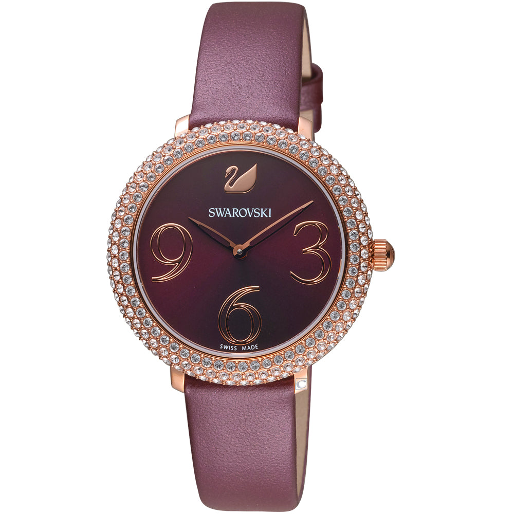 Swarovski Crystal Frost Red Dial Red Leather Strap Women's Watch 5484064