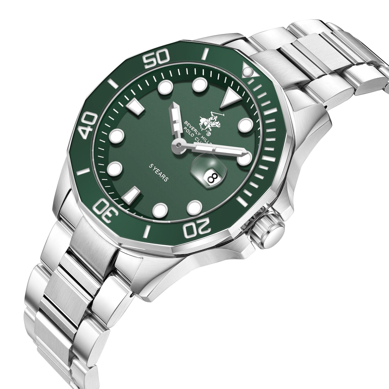 Beverly Hills Polo Club 5 Year Green Dial Silver Date Watch BP3878X.370 Secondary image