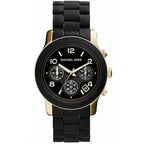 Michael Kors Runway Chronograph Black Rubber and Gold Strap Watch - MK5191