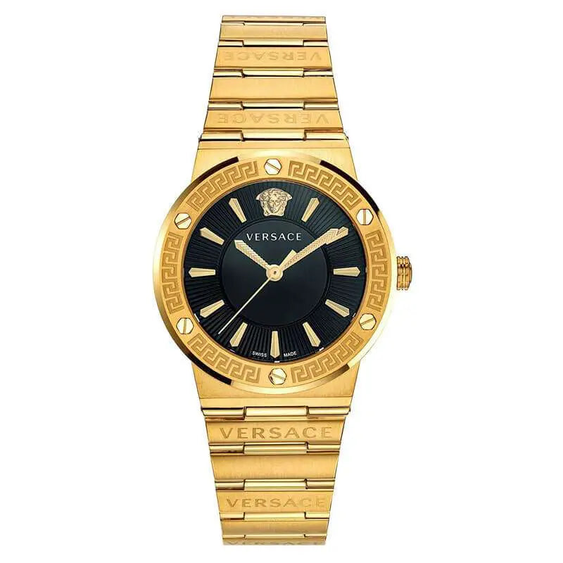 Versace Greca Black Dial Gold Steel Strap Women's Watch - VEVH00820 Main image