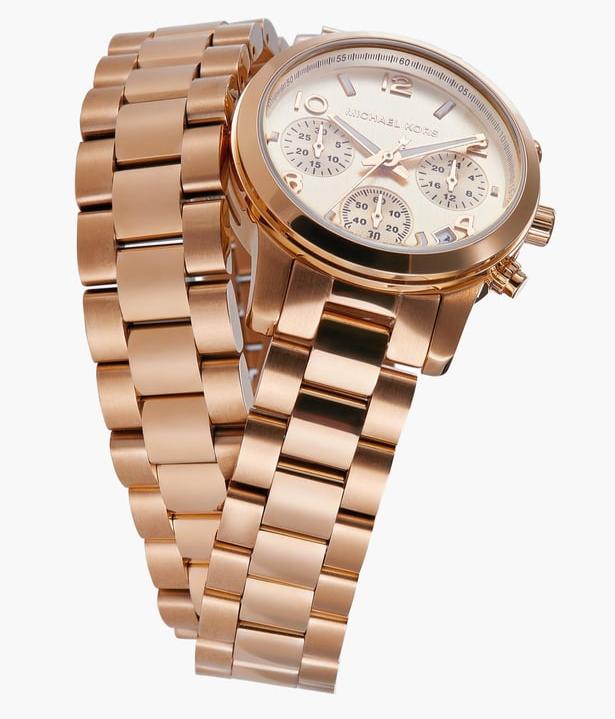 Michael Kors Runway Chronograph dameshorloge met roségouden band - MK7453 Secundaire afbeelding