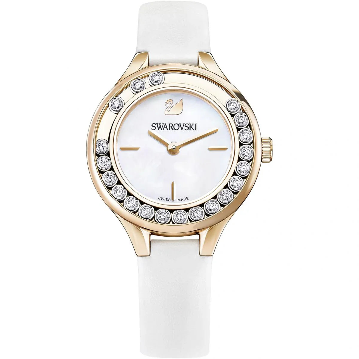 Swarovski Lovely Crystals Rose Gold White Leather Strap Women's Watch 5242904 Main image