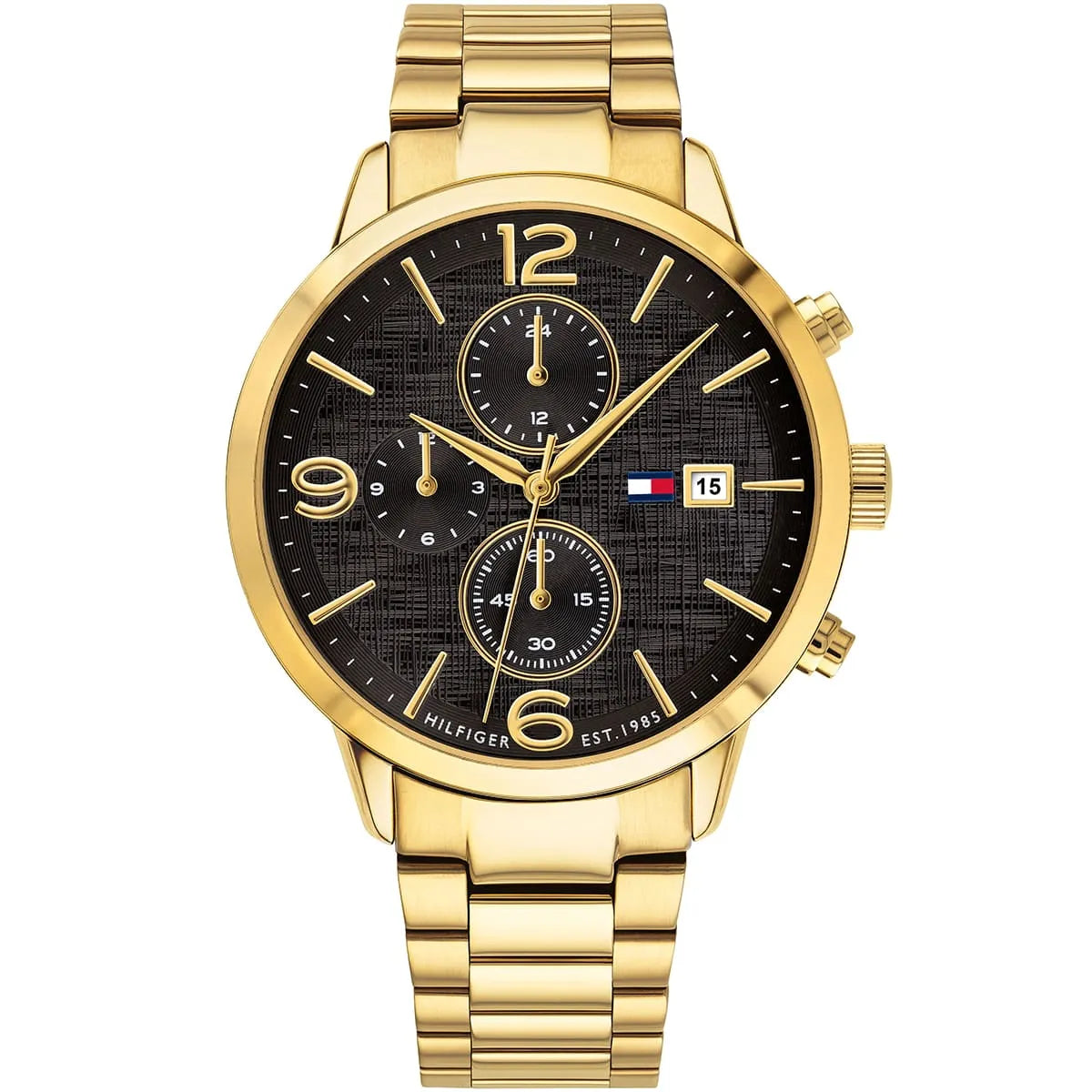 Tommy Hilfiger Liam Multifunctioneel Herenhorloge met Zwarte Wijzerplaat en Gouden Band - 1710362 Hoofdafbeelding