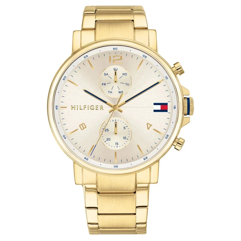 Tommy Hilfiger Daniel 44mm White Dial Gold-Tone Men's Watch 1710415