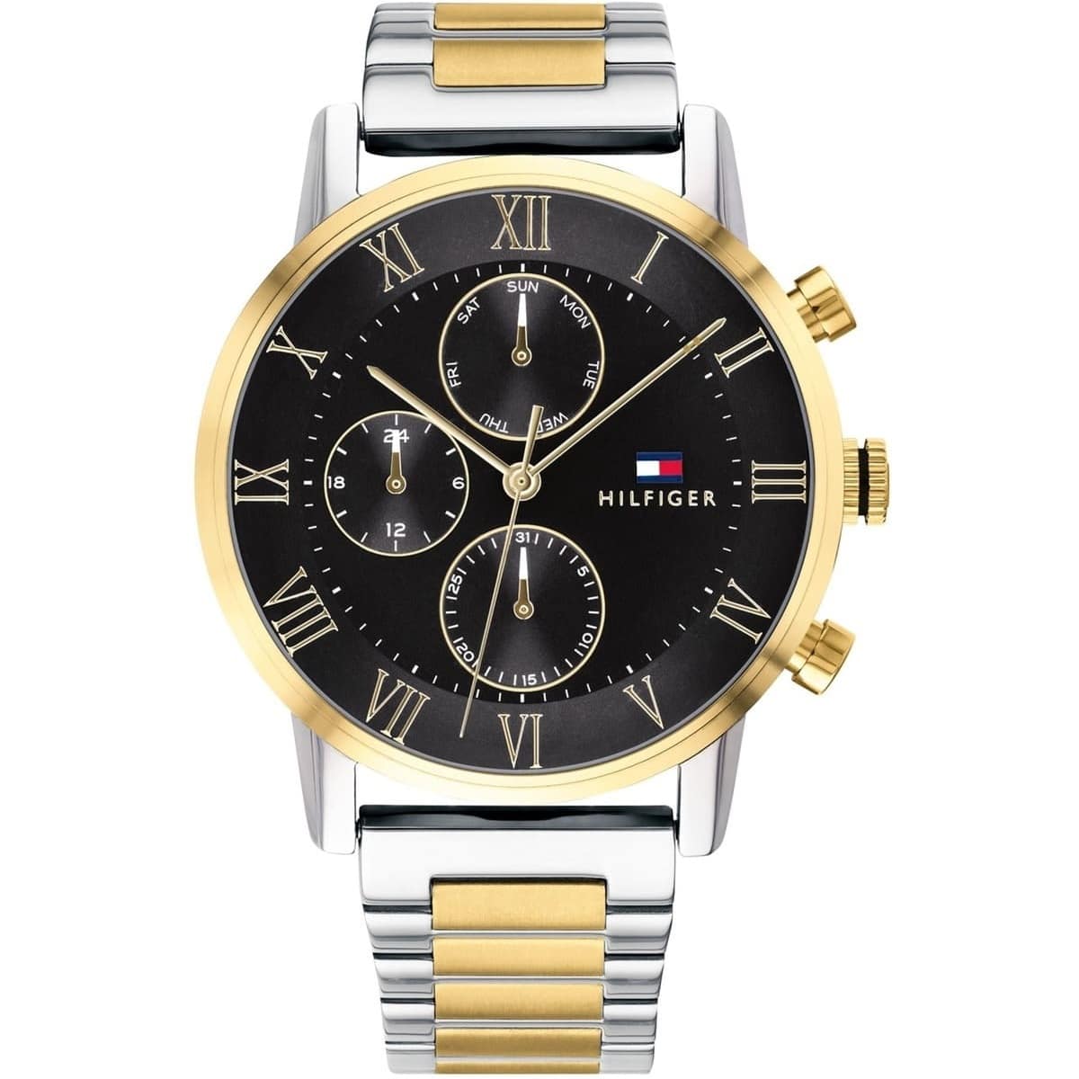 Tommy Hilfiger 44mm Black Dial Two-Tone Chronograph Men's Watch 1791539