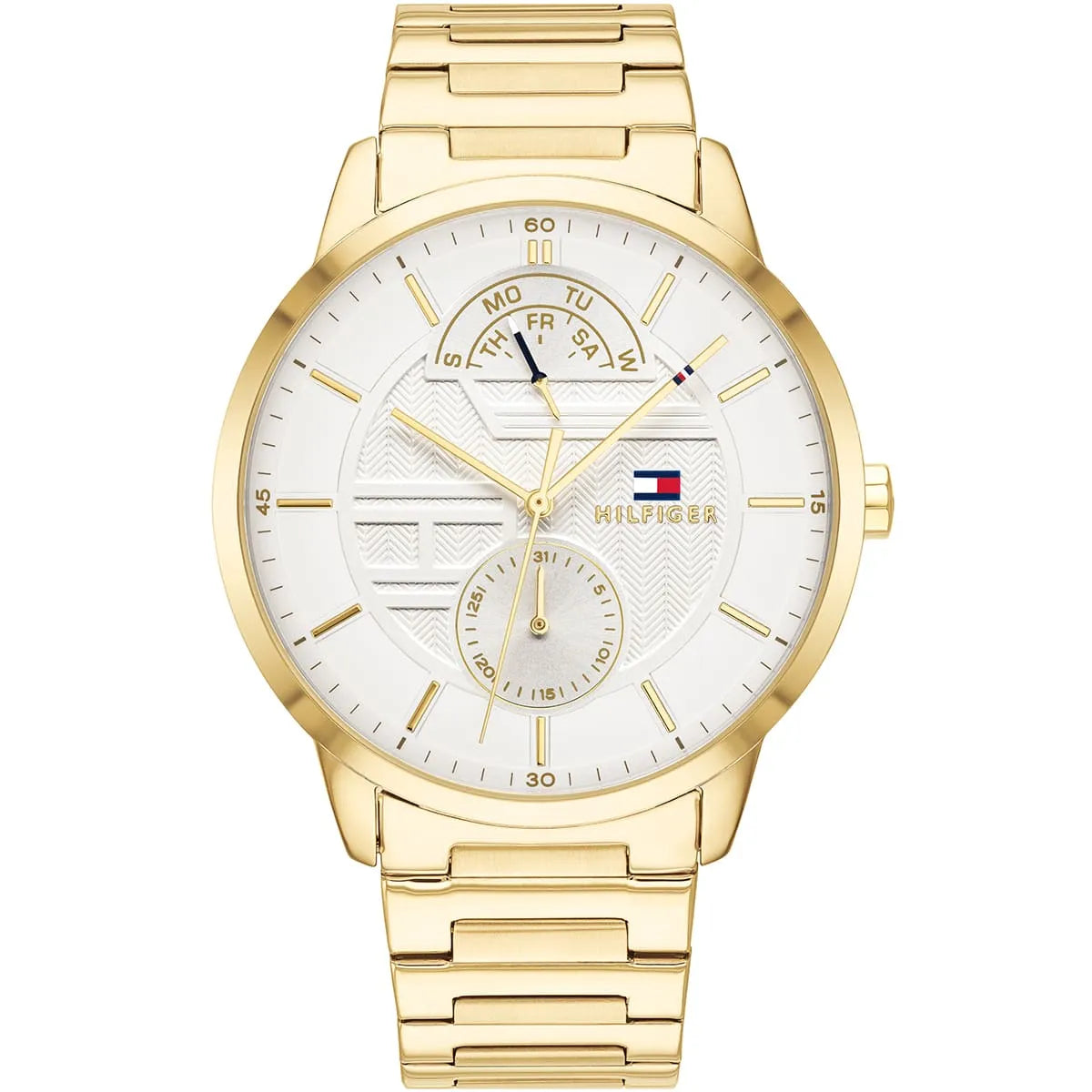 Tommy Hilfiger Hunter Multi function White Dial Gold Men's Watch - 1791609 Hoofdafbeelding