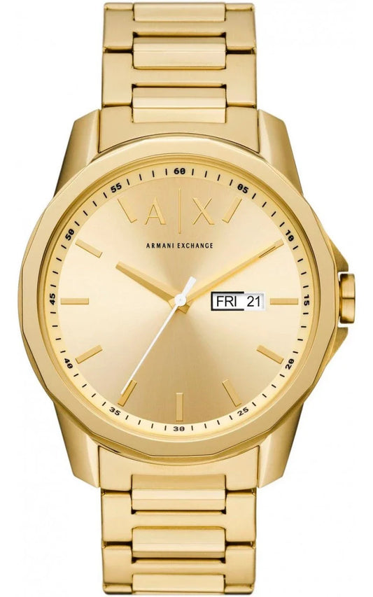 Armani Exchange Banks 44mm Gold Dial Gold-Tone Date Men's Watch AX1734