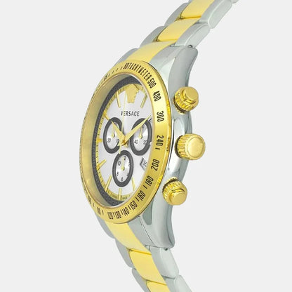 Versace 44mm Silver Dial Two-Tone Chronograph Men's Watch VEV700519