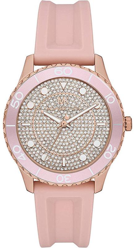 Michael Kors Oversized Runway Dive Pavé Rose Gold-Tone and Silicone Women's Watch - MK6854 Hoofdafbeelding