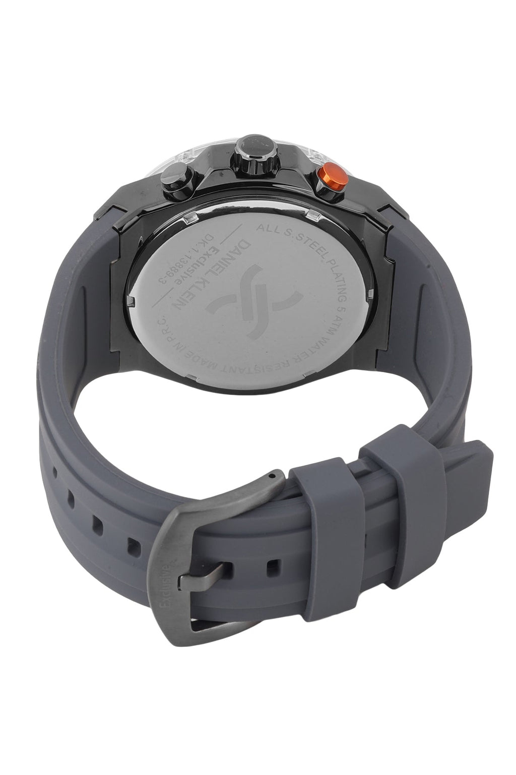 Daniel Klein Exclusive Blue Skeleton Dial Grey Silicone Strap Watch - DK.1.13889-3