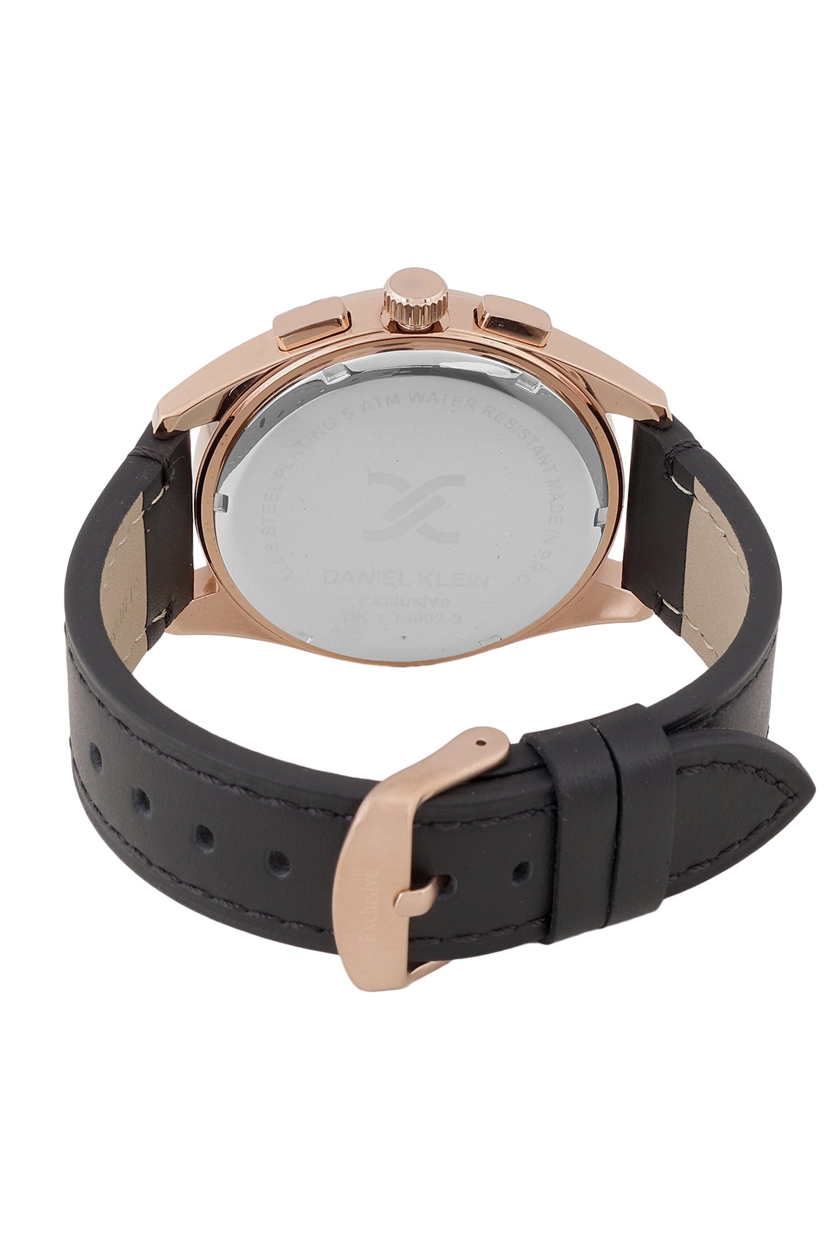 Daniel Klein Exclusive Black Dial and Genuine Leather Strap Rose Gold Watch - DK.1.13902-3 Secondary image