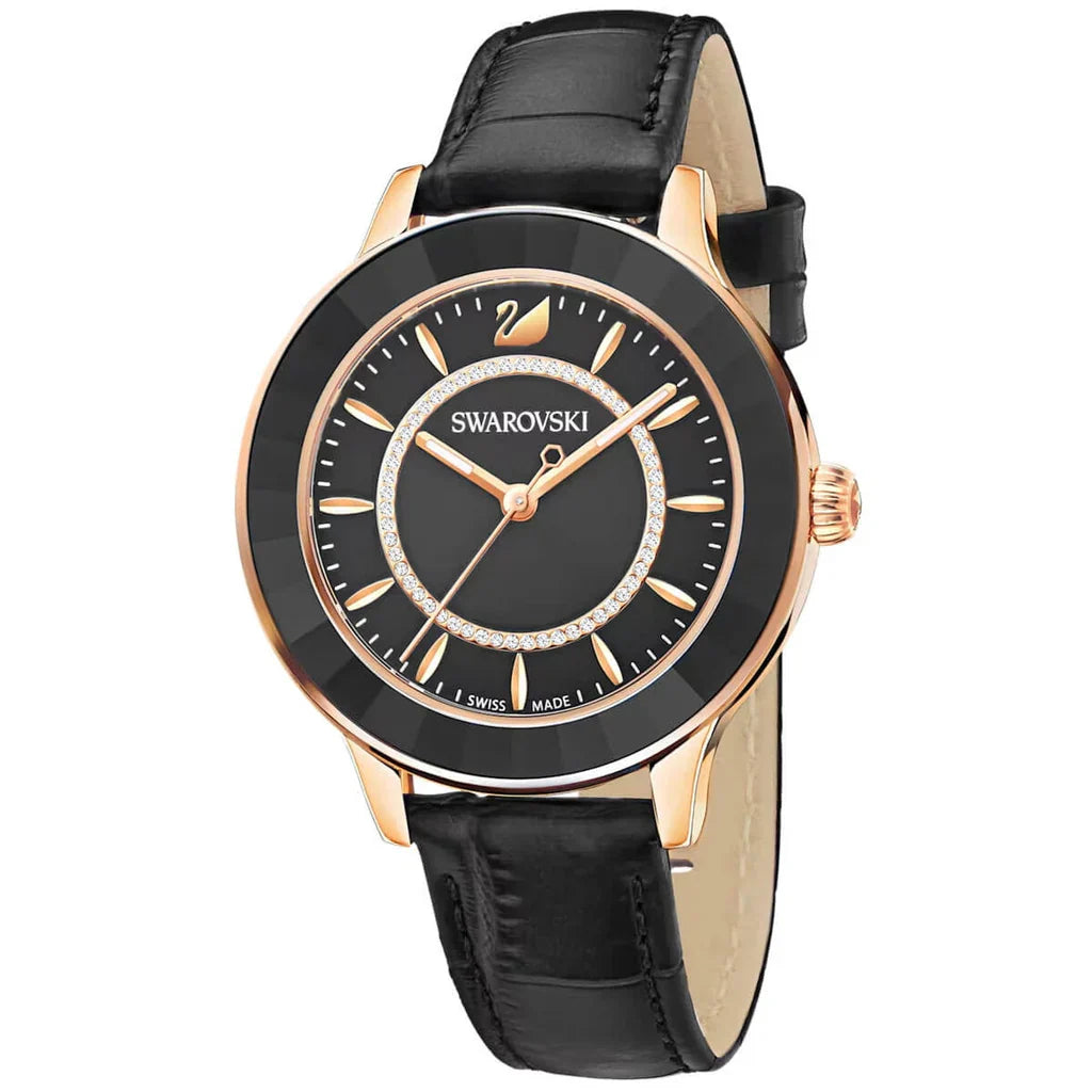 Swarovski Octea Lux Black Dial Black Leather Strap Women's Watch 5414410 Secondary image