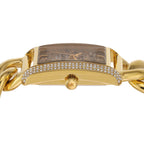 Michael Kors Mini Emery Animal Pavé Rectangular Gold Curb-link/chain Women's Watch - MK7437