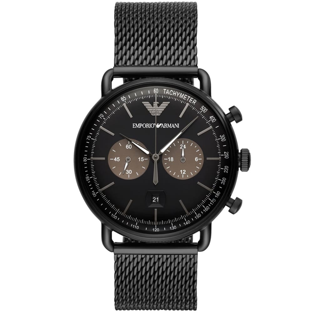 Emporio Armani Aviator Chronograph Black Mesh Men's Watch - AR11142 Hoofdafbeelding