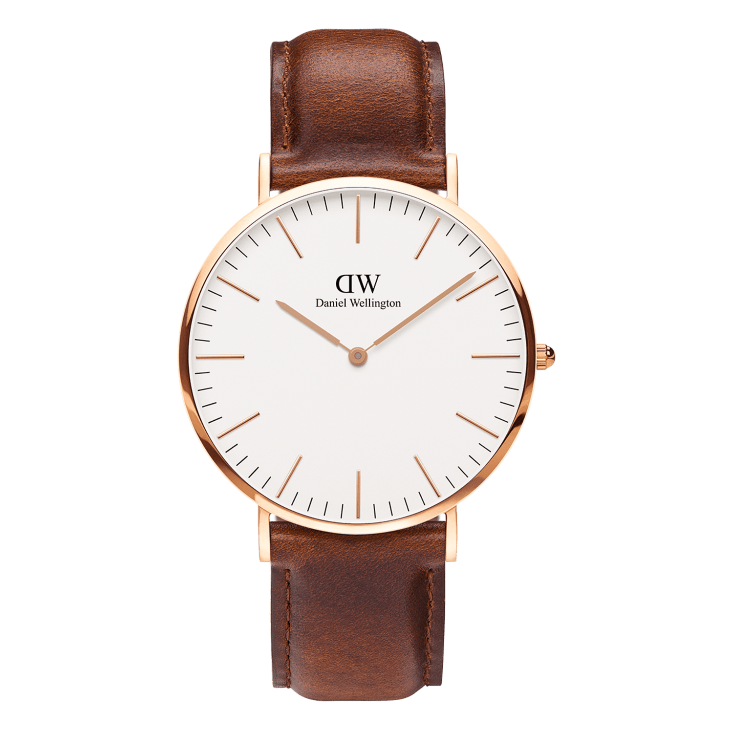 Daniel Wellington St Mawes 36mm White Dial Brown Genuine Leather Gold  Watch - DW00100187 Main image
