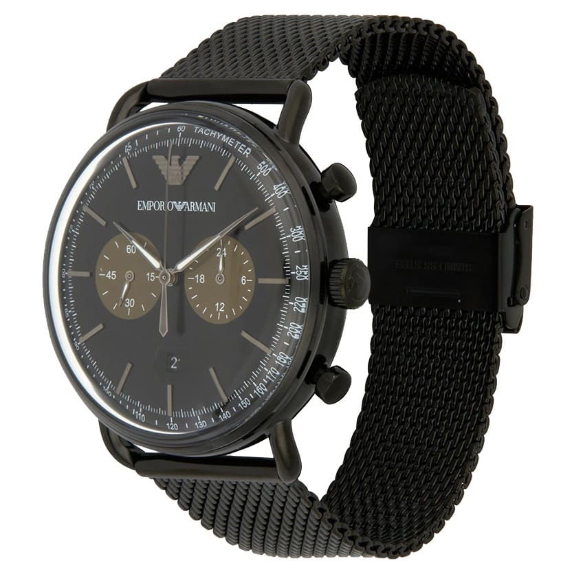 Emporio Armani Aviator Chronograph Black Mesh Men's Watch - AR11142 Secundaire afbeelding