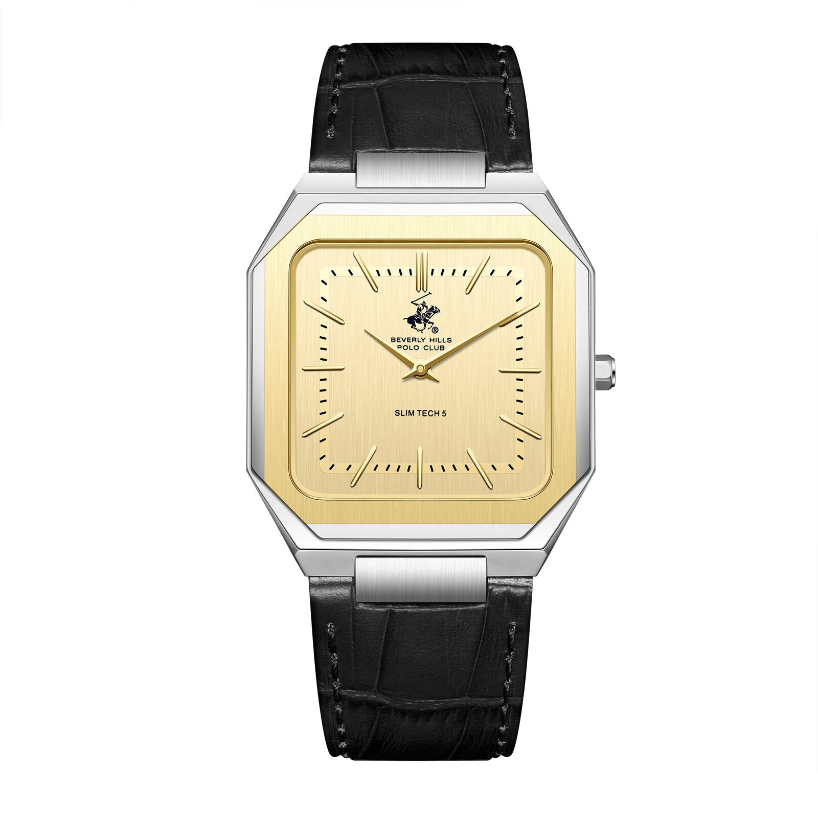 Beverly Hills Polo Club Slim Tech 5 Gold Dial Black Leather Watch BP3865X.211 Main image