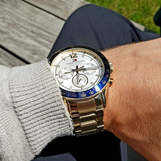 Tommy Hilfiger Luke 46mm White Dial Gold-Tone Multifunction Men's Watch 1791121