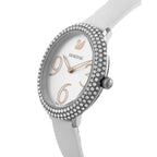 Swarovski Crystal Frost Silver Dial White Leather Strap Women's Watch 5484070