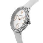 Swarovski Crystal Frost Silver Dial White Leather Strap Women's Watch 5484070