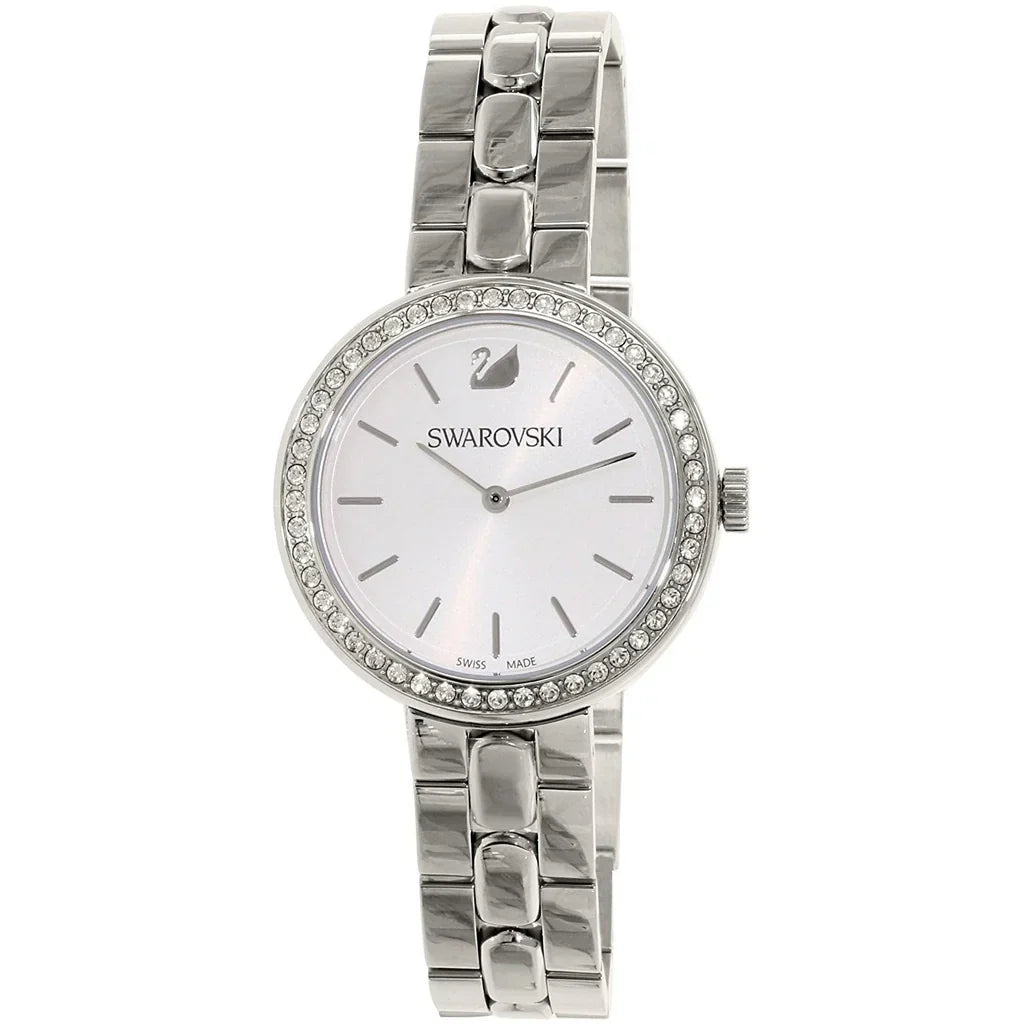 Swarovski Octea Sport Faceted Crystal Bezel White Dial Silver Steel Women's Watch 5095600