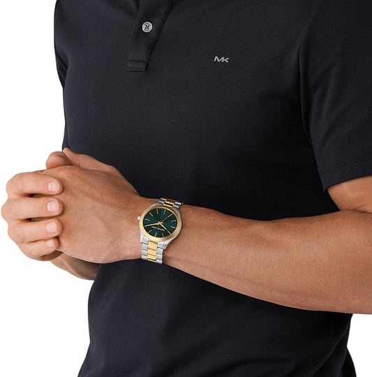 Michael Kors Slim Runway 44mm Green Dial Gold-Tone Men's Watch MK9149