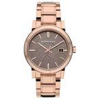 Burberry The City Check Stamped Sunray Brown Dial Rose Gold Stainless Steel Unisex BU9005