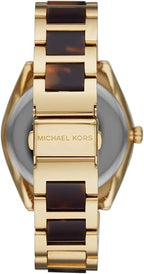 Michael Kors Janelle Three-Hand Gold and Brown Tortoise Acetate Women's Watch - MK7136